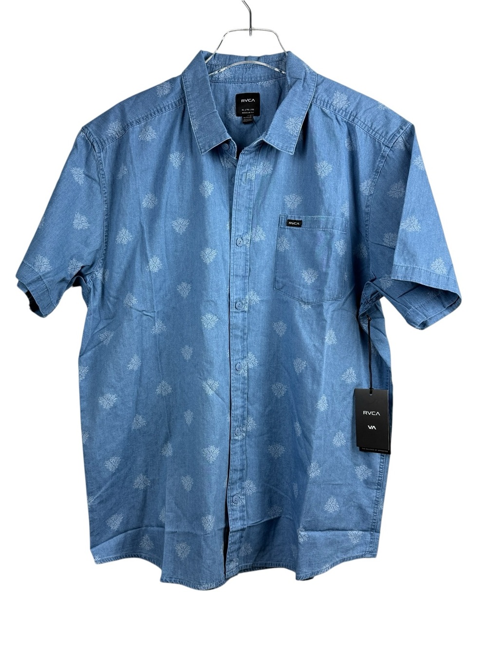 RVCA Frame Chambray Floral Button Up Shirt Men’s Size XL NWT MSRP $66
